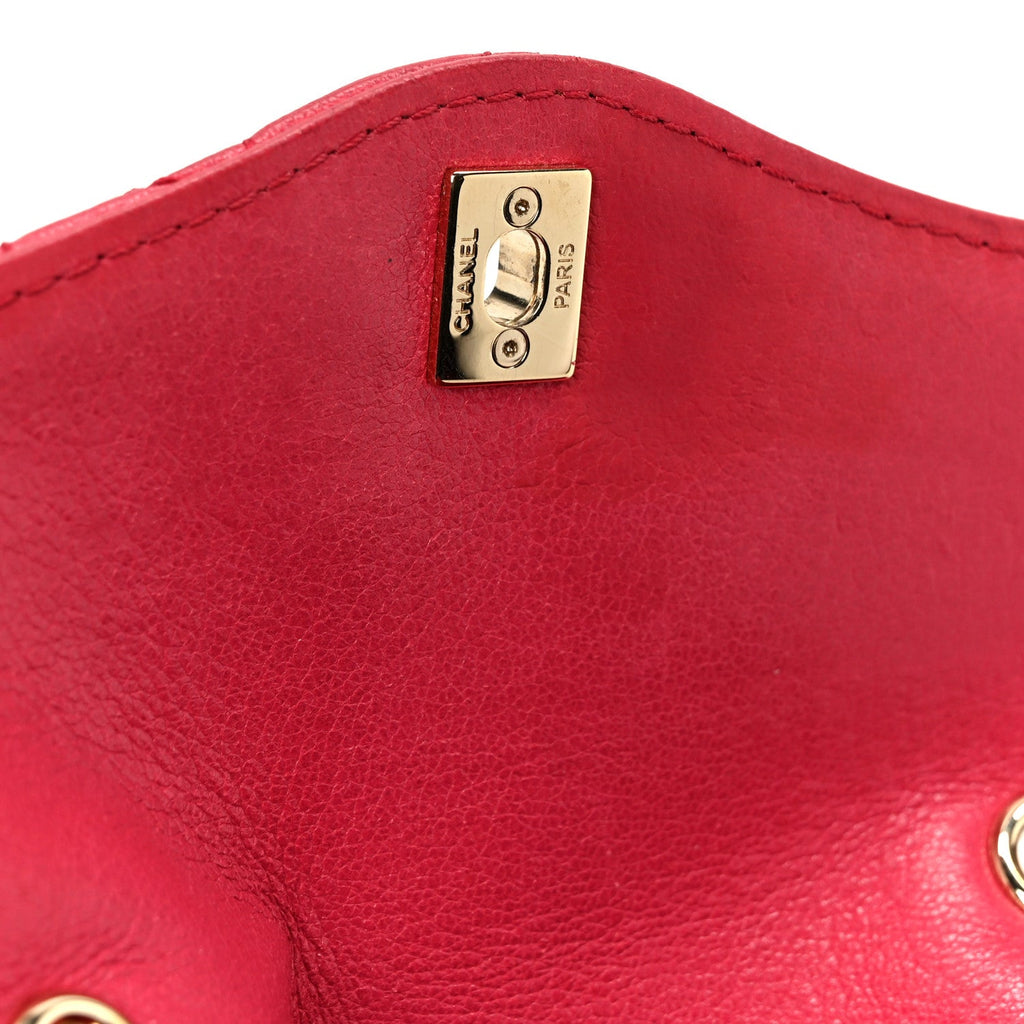 Goatskin Quilted Coco Curve Flap Messenger Flap Red