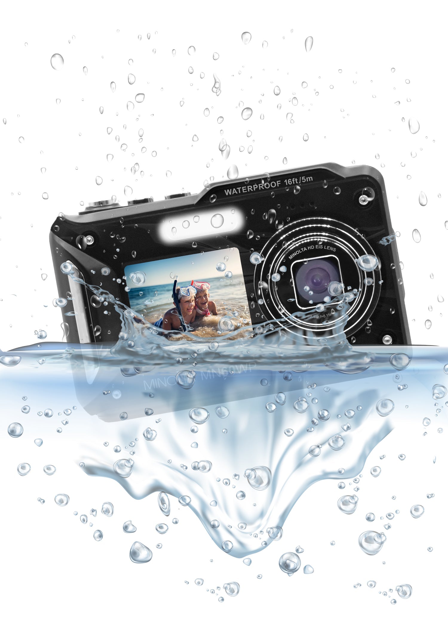 MINOLTA MN60WP 48 MP / 4K Ultra HD Waterproof Camera w/WiFi & Dual LCD (Magenta)