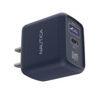 Nautica CH130 Charger - Fast Charging 30W PD USB-C / USB-A QC3.0 Dual Port Wall Charger for iPhone 16/15, Galaxy, Pixel