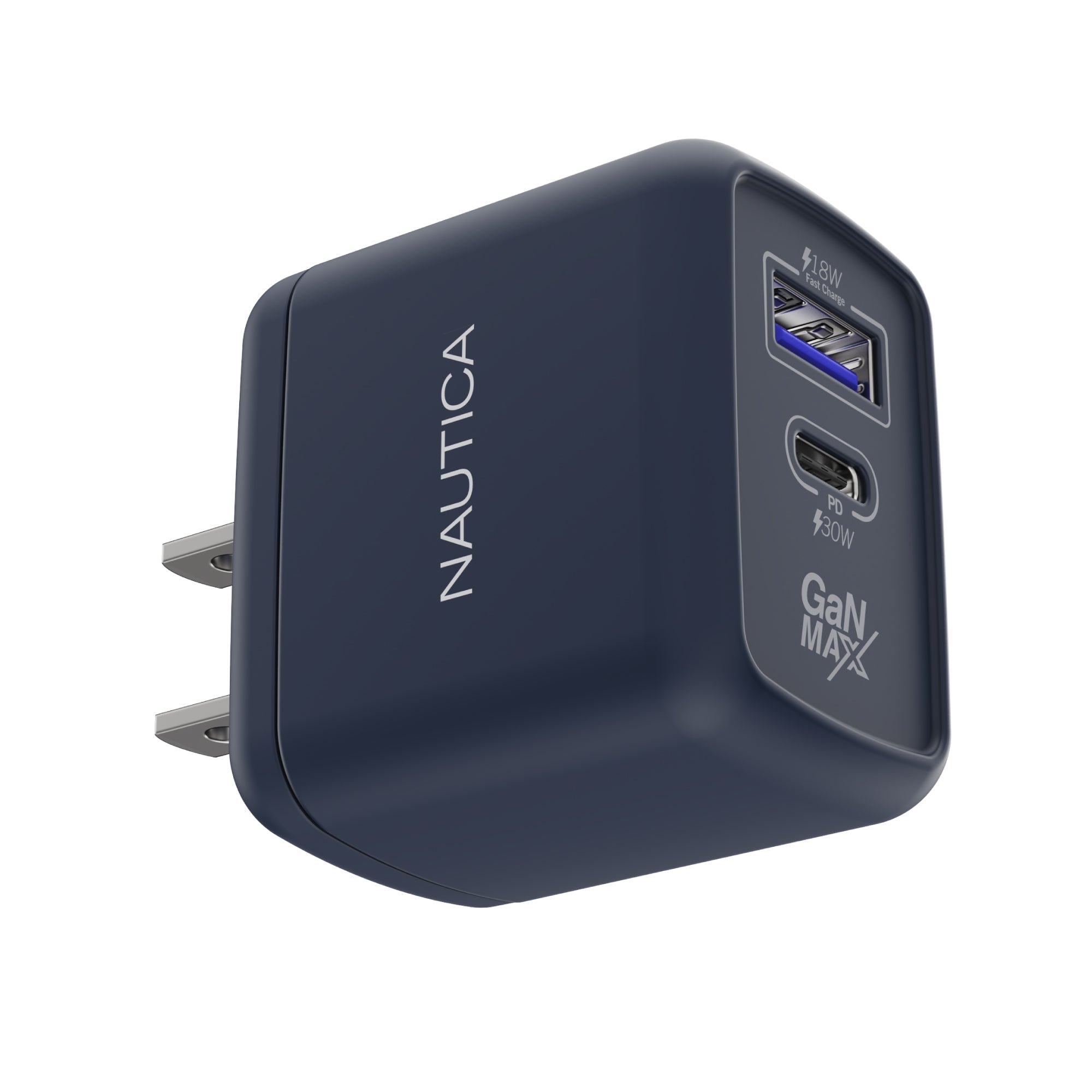 Nautica CH130 Charger - Fast Charging 30W PD USB-C / USB-A QC3.0 Dual Port Wall Charger for iPhone 16/15, Galaxy, Pixel