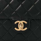 Goatskin Quilted Chic Pearls Flap Black