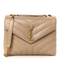 Calfskin Y Quilted Monogram Small Loulou Chain Satchel Dark Beige