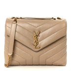 Calfskin Y Quilted Monogram Small Loulou Chain Satchel Dark Beige