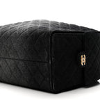 Washed Denim Quilted Large Chanel 25 Handbag Black