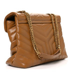 Calfskin Y Quilted Monogram Medium Loulou Chain Satchel Dark Natural
