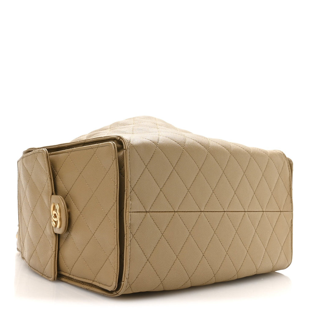 Caviar Quilted Medium Chanel 25 Handbag Dark Beige
