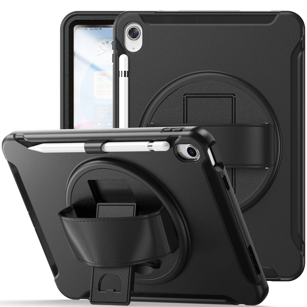 SAHARA - Raider Series Heavy Duty Hand Strap Case for Apple iPad 11'' (A16) and 10.9" (10th Gen) - Black