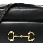 Textured Calfskin Small Horsebit 1955 Shoulder Bag Black