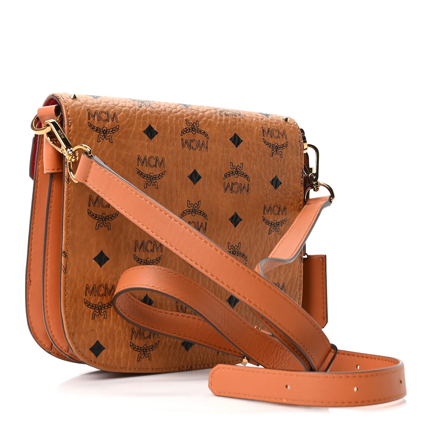 Suede Calf Hair Visetos Patricia Crossbody Bag Cognac Multicolor