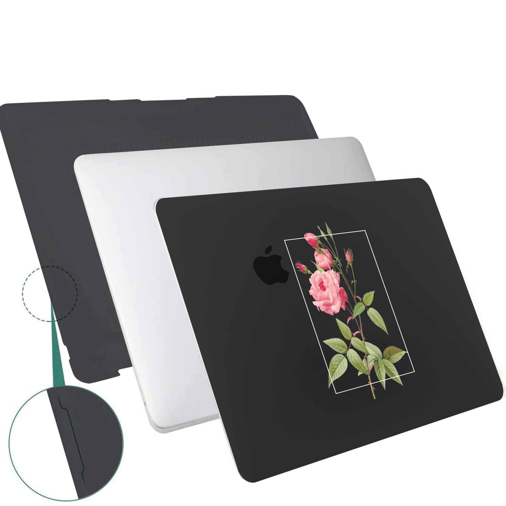 SAHARA - Hybrid-Flex Arts Case for Apple MacBook Air 13.6" M2 Chip Laptops - Black Rose