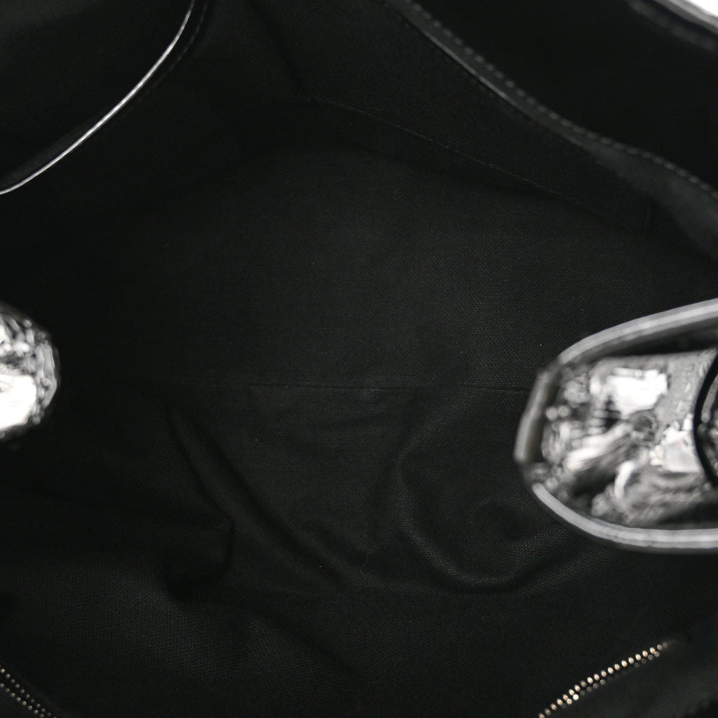 Patent Check Embossed Small Bilmore Tote Black