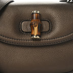 Metallic Calfskin Medium New Bamboo Top Handle Bag Bronze