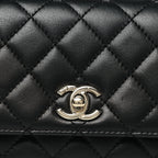Goatskin Quilted Rainbow Extra Mini Coco Handle Flap Black
