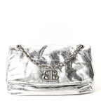 Metallized Arena Calfskin Medium Monaco Chain Shoulder Bag Silver