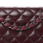 Lambskin Quilted Medium Tri-Color Flap Burgundy Dark Pink