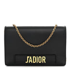Calfskin J'Adior Wallet on Chain Pouch Black