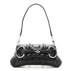Nappa Vertical Matelasse Small Maxi Horsebit Chain Shoulder Bag Black