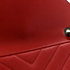 Lambskin Chevron Quilted Small Pyramid CC Flap Red