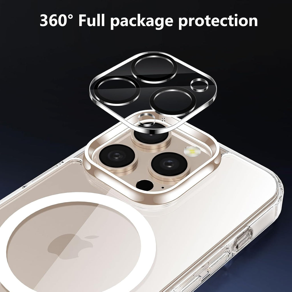 Entronix Bundle Compatible with iPhone 16 Pro - [Magnetic] Clear Case, 2 Clear Screen Protectors & 2 Camera Lens Protectors