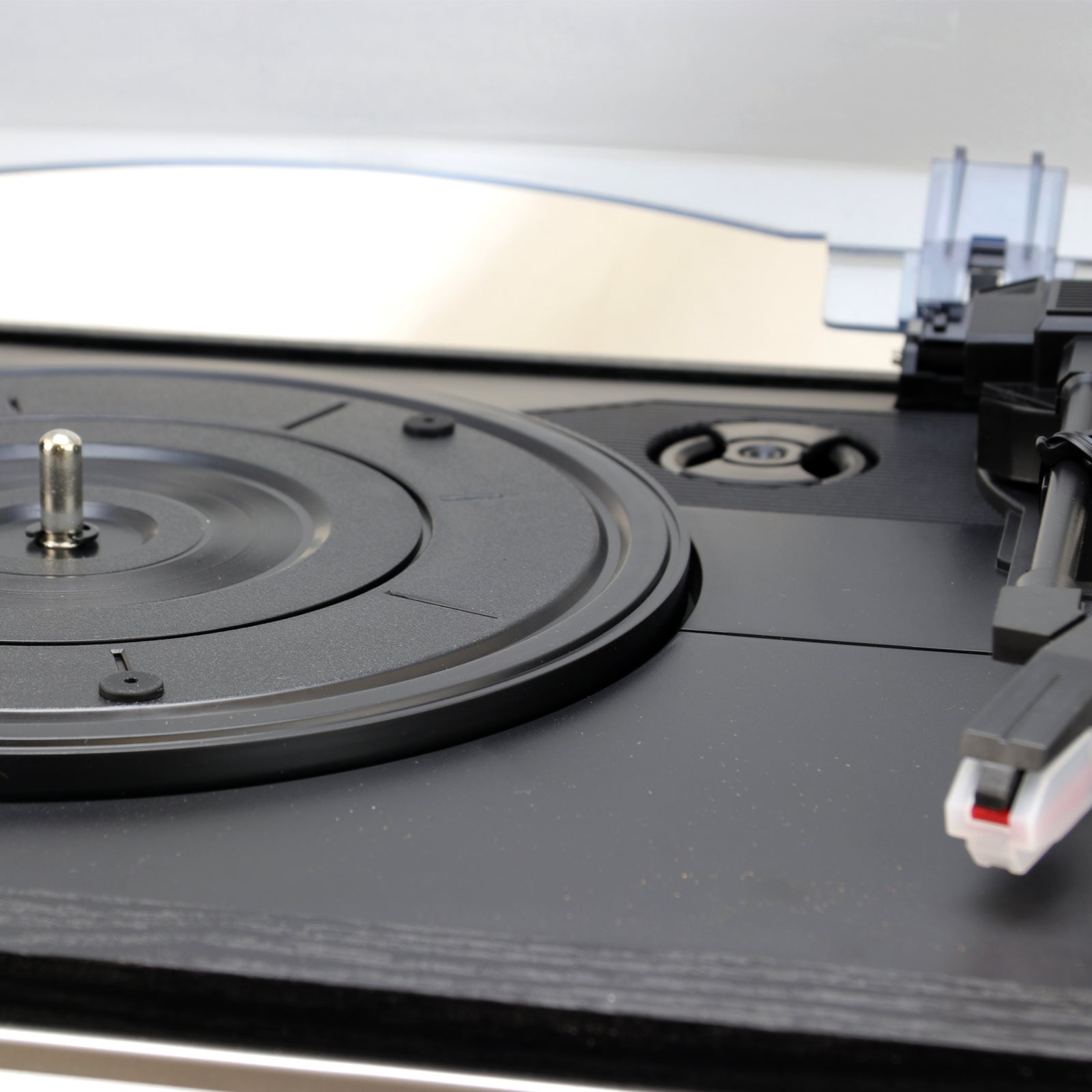3-Speed Vinyl Turntable Home Stereo System with CD Player, FM Radio, Bluetooth, USB/SD Recording and Wired Shelf Speakers