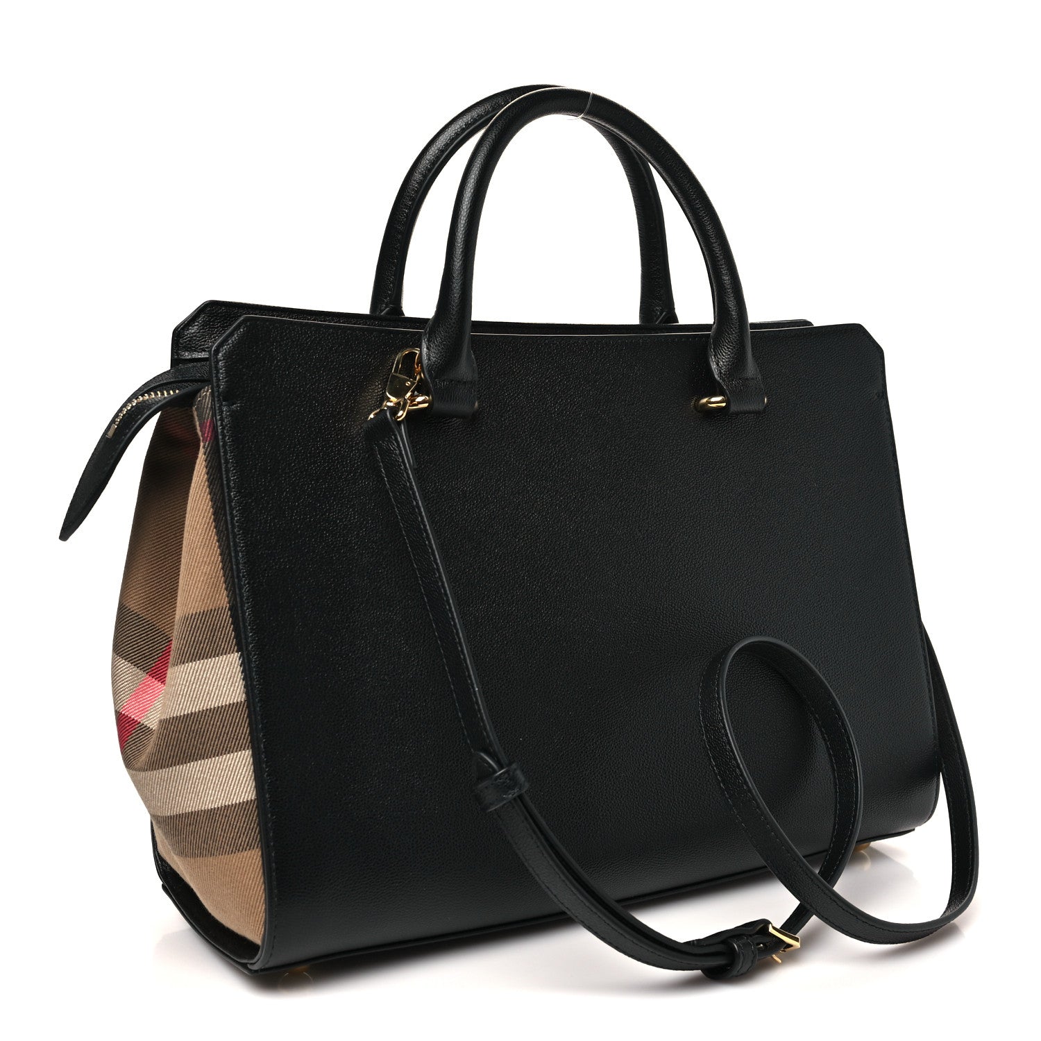 Calfskin Mega Check Small Banwell Tote Black
