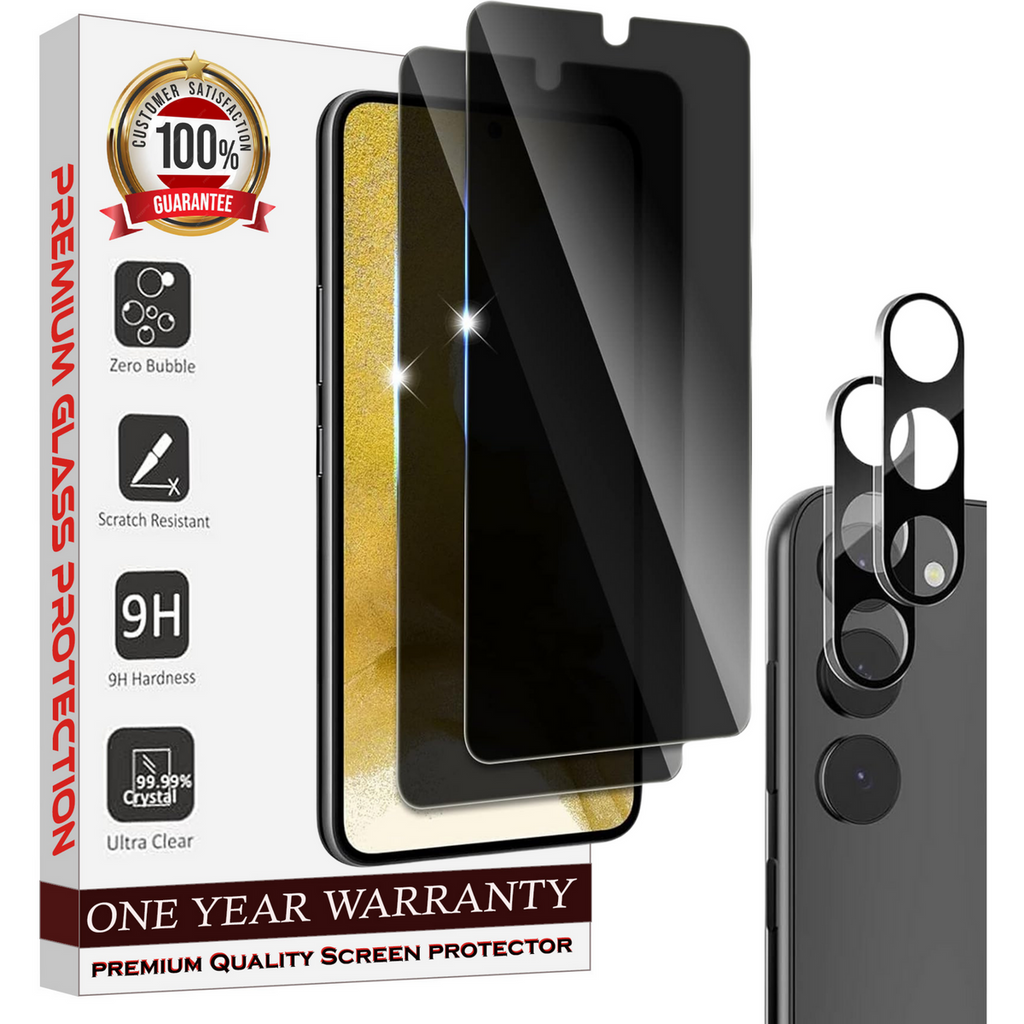 Entronix Anti-Spy Privacy Screen Protector & Camera Lens Protector Compatible with Galaxy S24 Plus - 4-Piece Combo