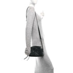 Calfskin Matelasse Monochrome Small GG Marmont Chain Shoulder Bag Black
