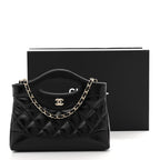 Shiny Crumpled Calfskin Quilted Nano 31 Shopping Bag Black