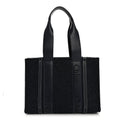 Felt Shiny Calfskin Medium Woody Ribbon Tote Obscure Navy