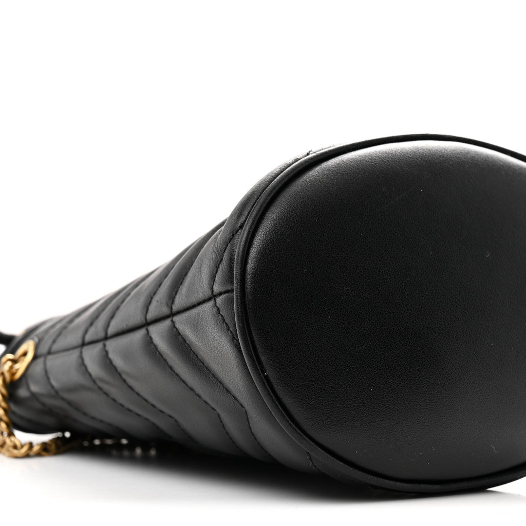 Calfskin Matelasse Mini GG Marmont 2.0 Bucket Bag Black