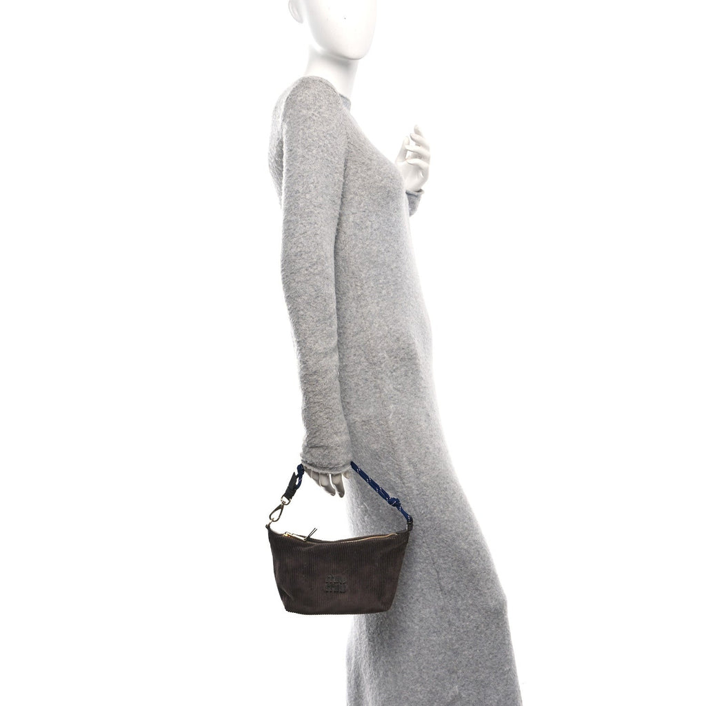 Corduroy Pouch Bag Ebony Baltic Blue