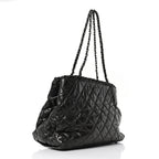 Metallic Aged Calfskin Quilted Small Chain Me Tote Dark Silver