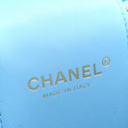 Caviar Quilted Top Handle Vanity Case With Chain Blue