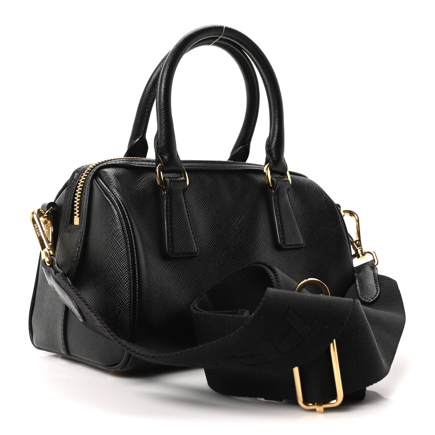 Saffiano Lux Mini Boston Crossbody Bag Black