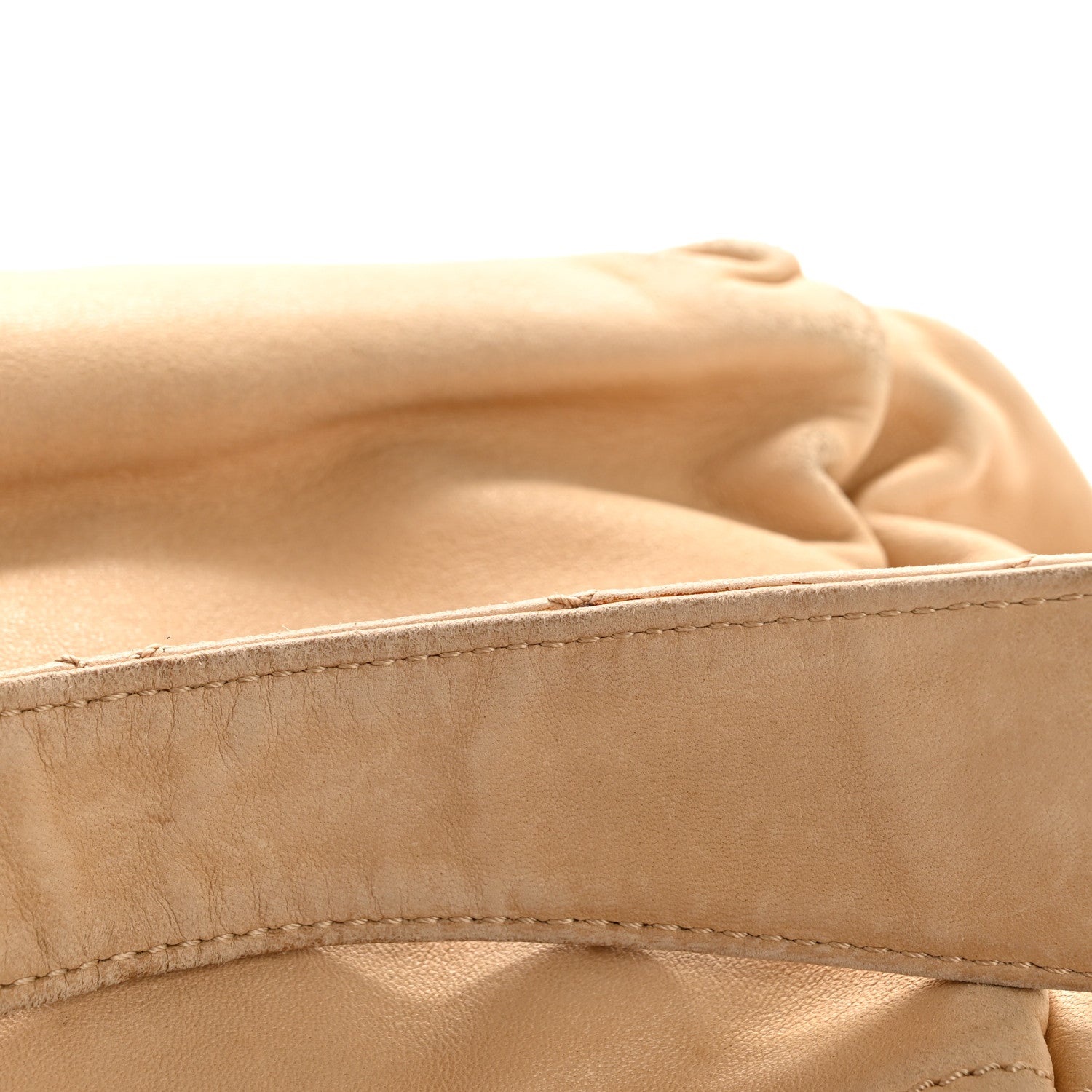 Lambskin Stitched Accordion Flap Tote Beige