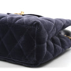 Velvet Quilted Nano Kelly Shopper Navy