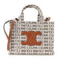 Canvas Calfskin All Over Print Small Cabas Thais White Tan