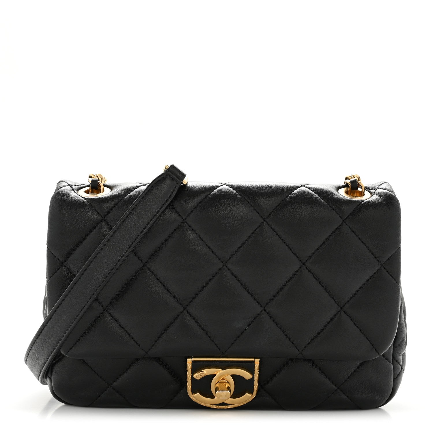 Lambskin Quilted Mini Flap Black