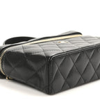 Caviar Quilted Top Handle Slim Vanity With Chain Black