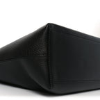 Grained Calfskin Rockstud Shoulder Tote Black