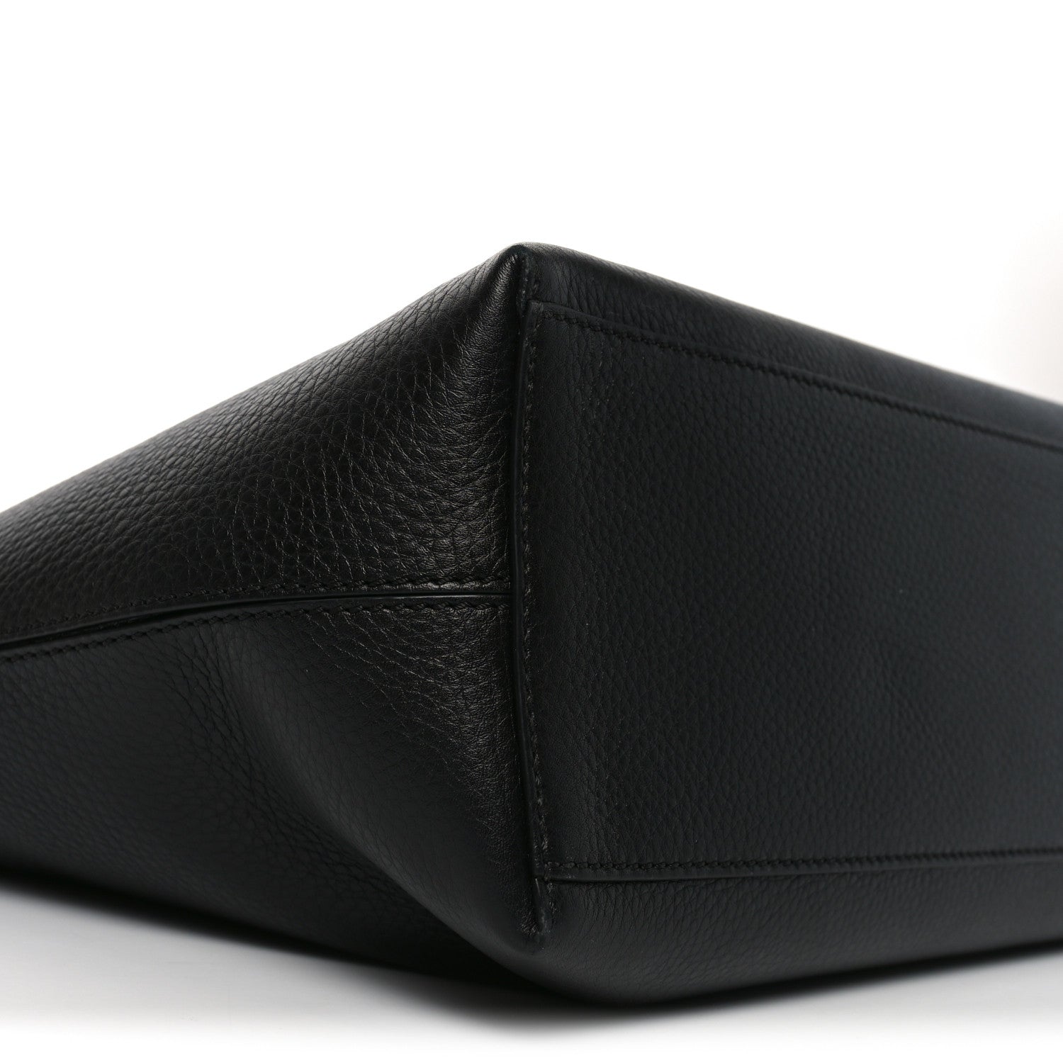 Grained Calfskin Rockstud Shoulder Tote Black