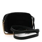 Velvet Matelasse Marquise Crystals Mini GG Marmont Chain Shoulder Bag Black