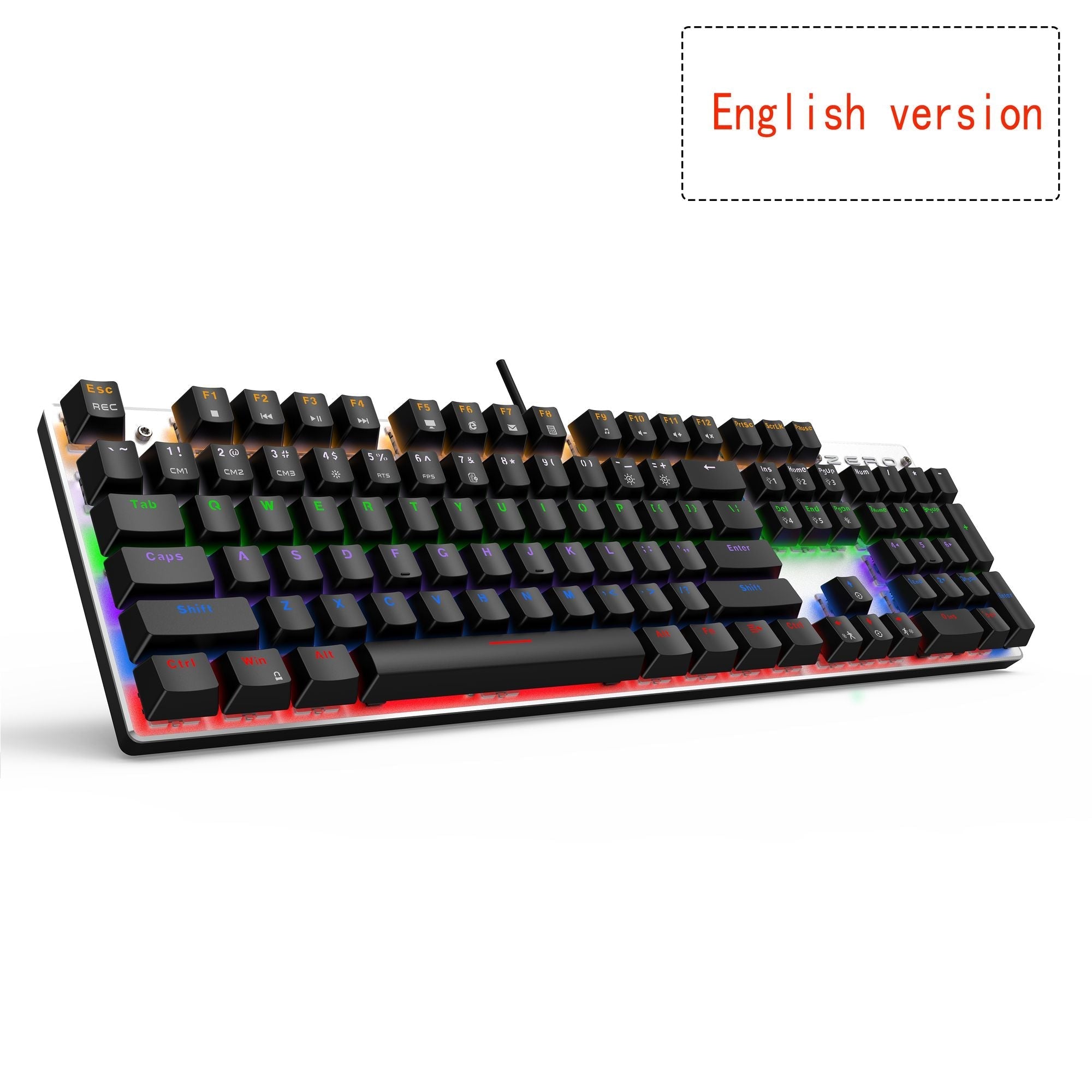 Edition Mechanical Keyboard 104 keys Blue Switch Gaming Keyboards for Tablet Desktop Russian sticker -104 backlit black US-blue switch