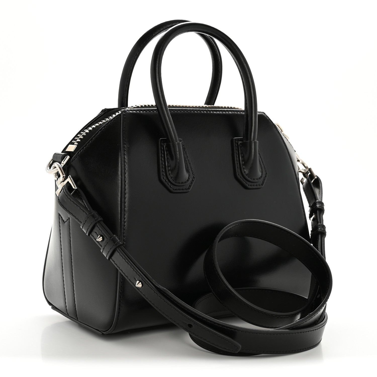 Shiny Lord Calfskin Mini Antigona Black
