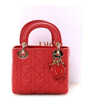 Calfskin Cannage Dioramour Mini Lady Dior Bag Bright Red
