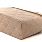 Caviar Quilted Top Handle Slim Vanity With Chain Dark Beige