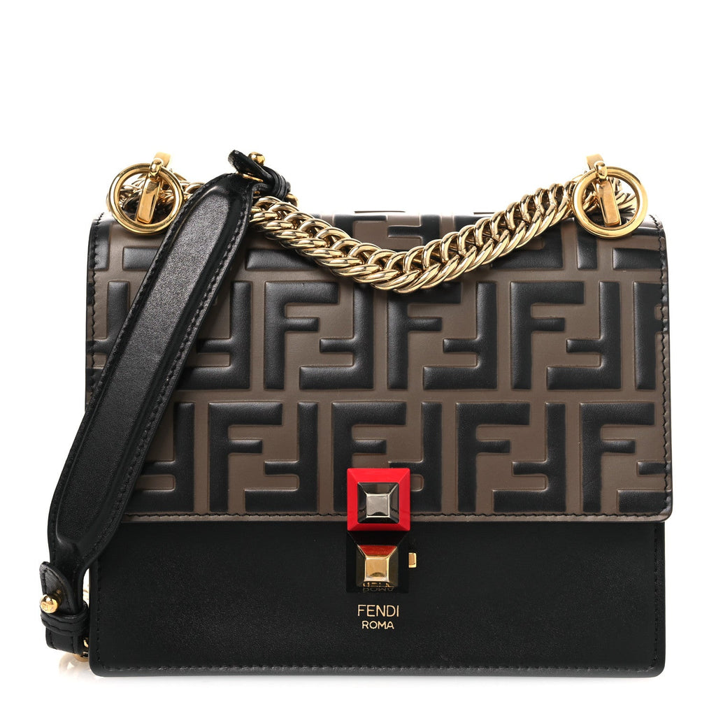 Vitello Liberty Bi-Color FF 1974 Embossed Small Kan I Shoulder Bag Black Maya