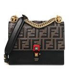 Vitello Liberty Bi-Color FF 1974 Embossed Small Kan I Shoulder Bag Black Maya