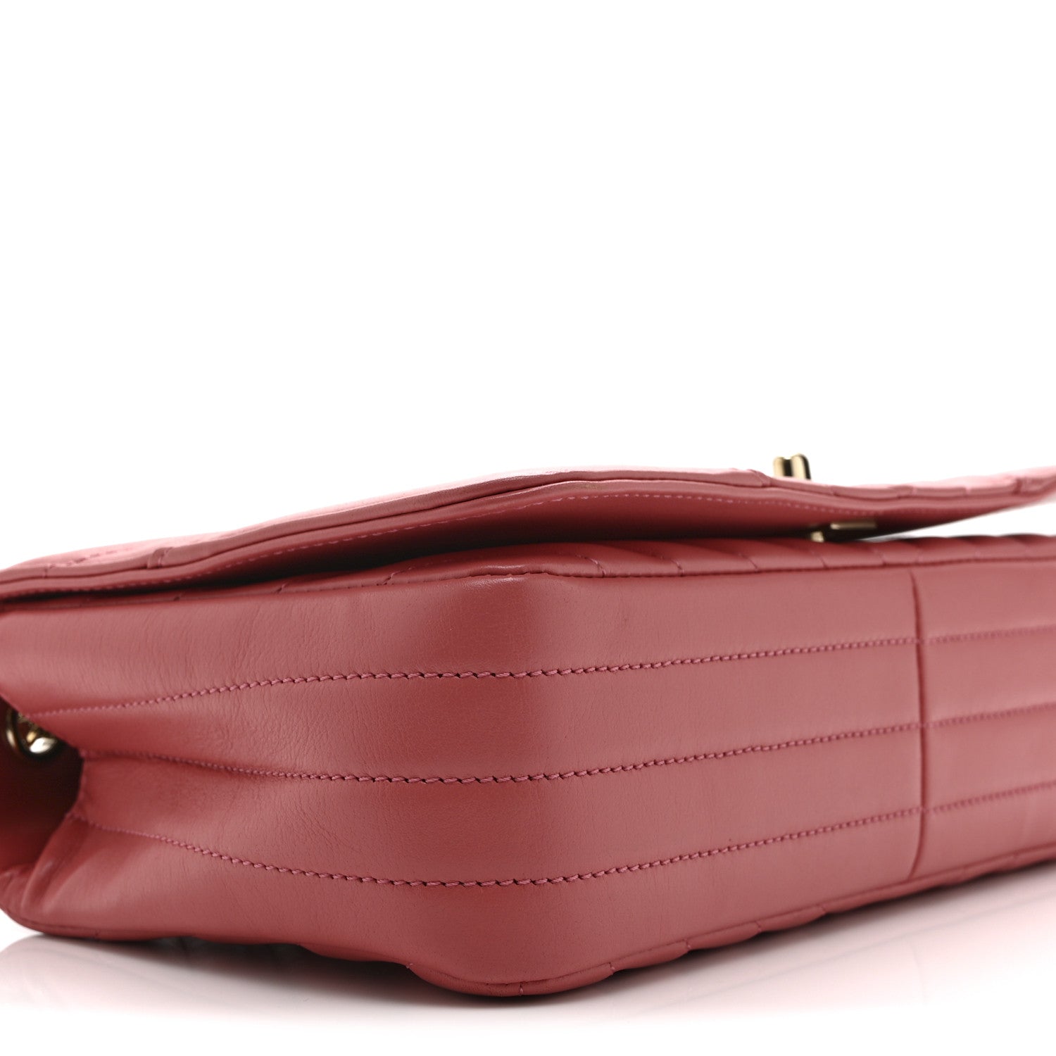 Calfskin Chevron Quilted Small Statement Flap Pink