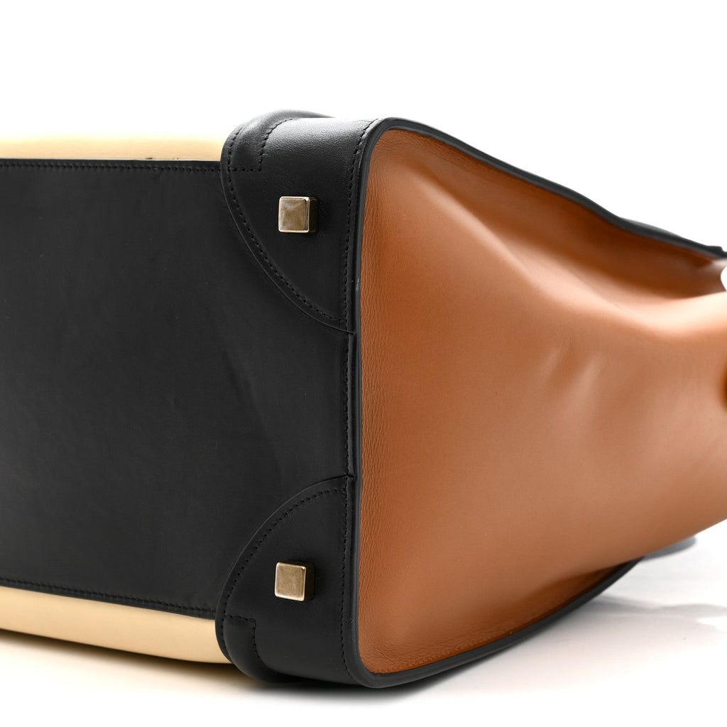 Satin Calfskin Mini Tri-Color Luggage Seashell